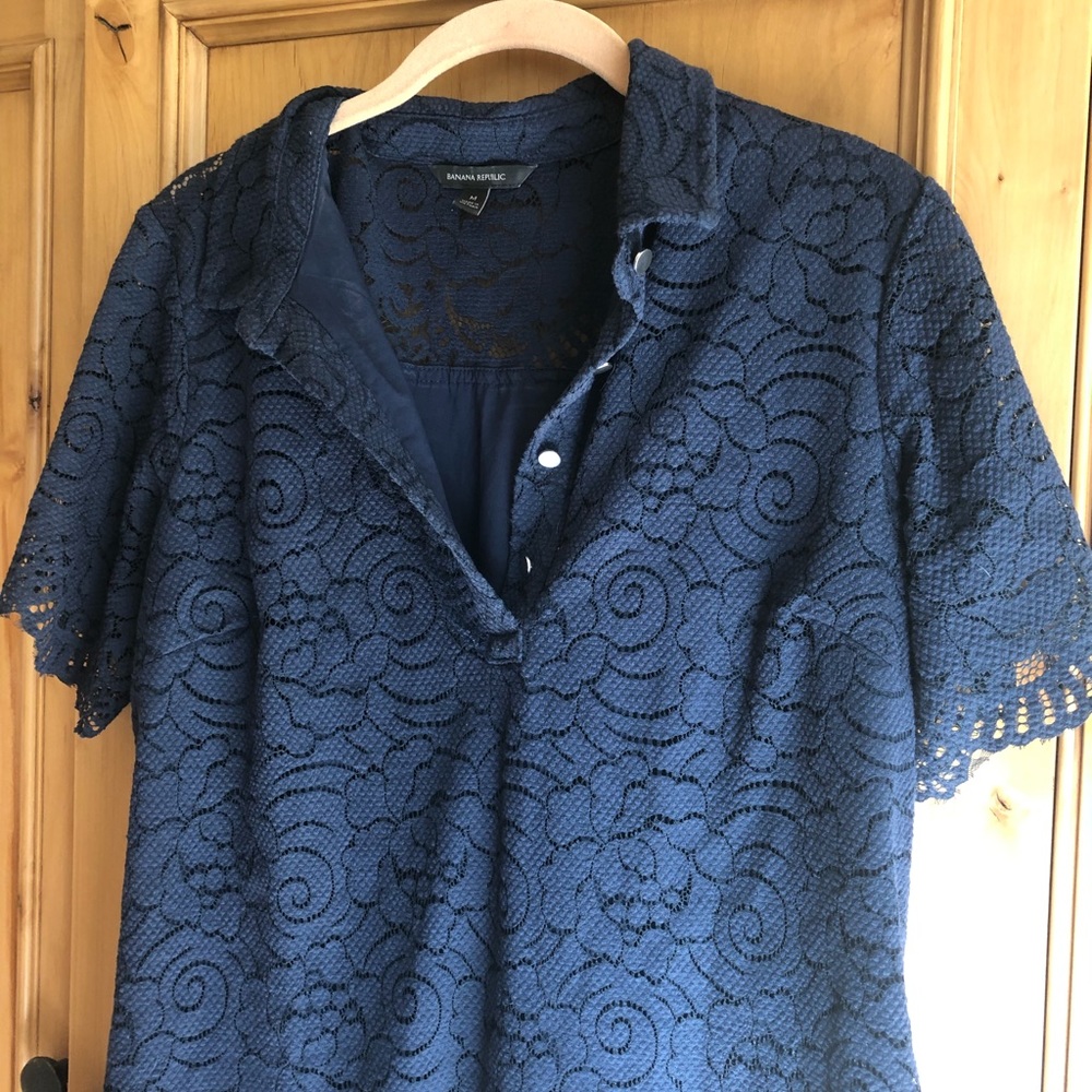 Banana Republic Lacy Navy Polo Dress